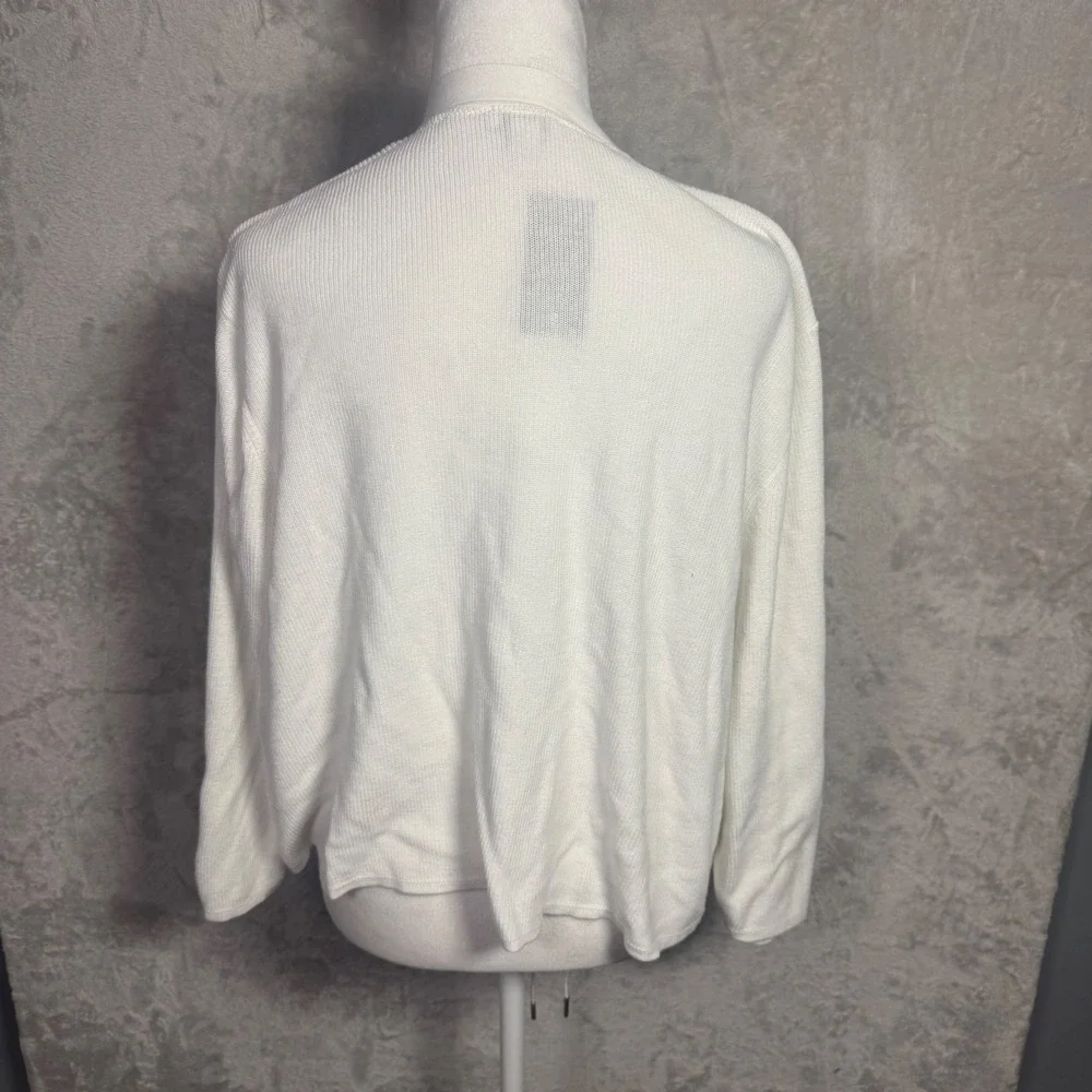NWT J Jill Womens Open Front Knit Cardigan Sweater‎ 3X White Lightweight